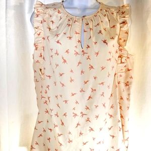 3/$20 Kaari Blue L Bird Print Top